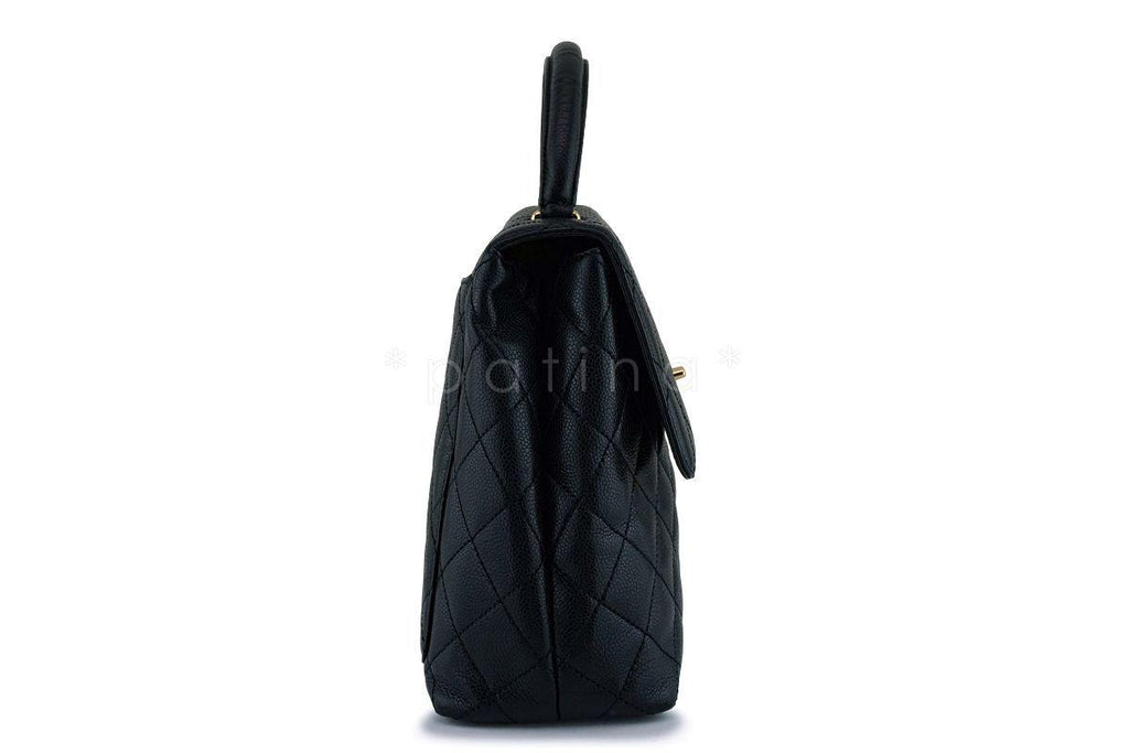 Chanel Black Caviar Kelly Flap Tote Bag 24k GHW