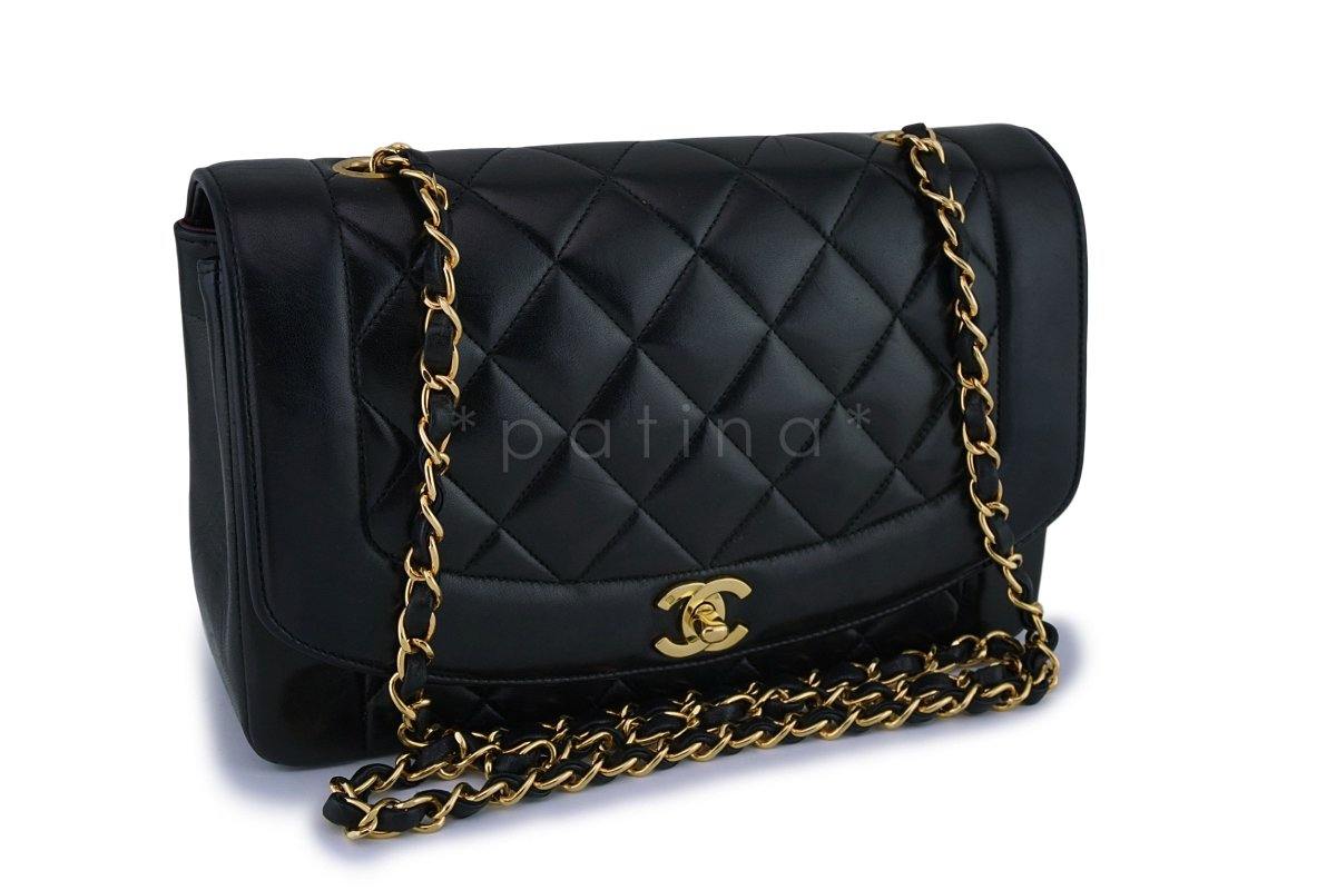 Chanel Vintage Black Medium Classic Diana Flap Bag 24k GHW