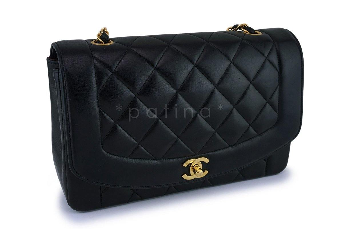 Chanel Vintage Black Medium Classic Diana Flap Bag 24k GHW