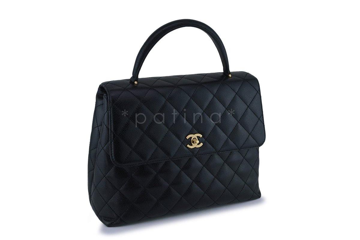 Chanel Vintage Black Caviar Classic Kelly Flap Bag 24k GHW