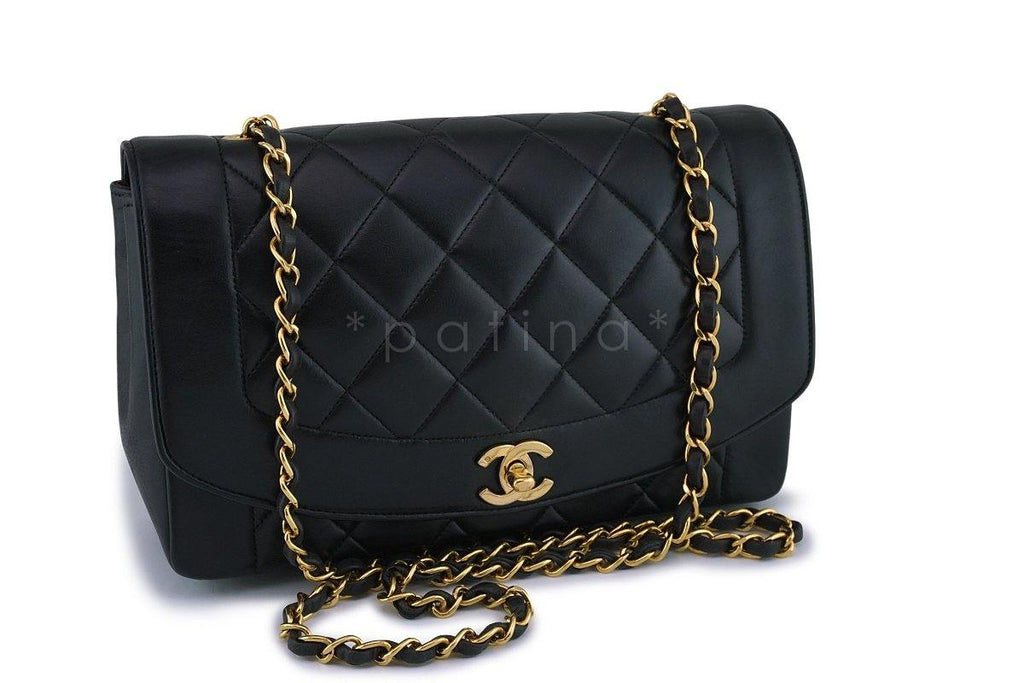 Chanel Vintage Black Medium Classic Diana Flap Bag 24k GHW