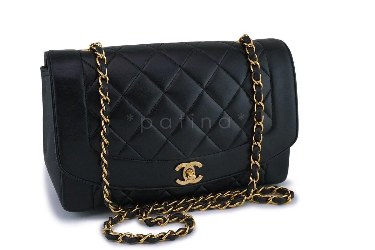 Chanel Vintage Black Medium Classic Diana Flap Bag 24k GHW