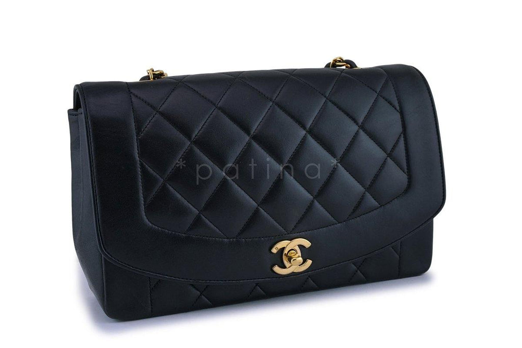 Chanel Vintage Black Medium Classic Diana Flap Bag 24k GHW