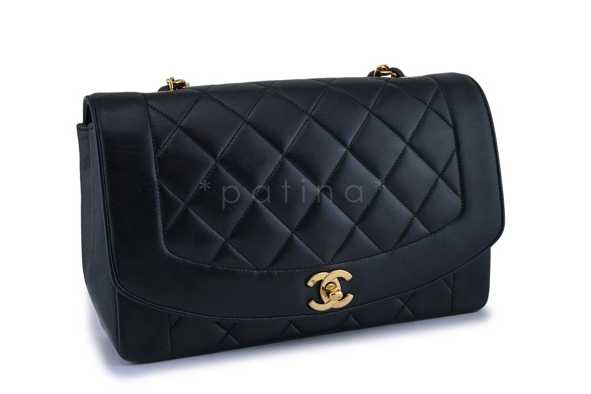 Chanel Vintage Black Medium Classic Diana Flap Bag 24k GHW