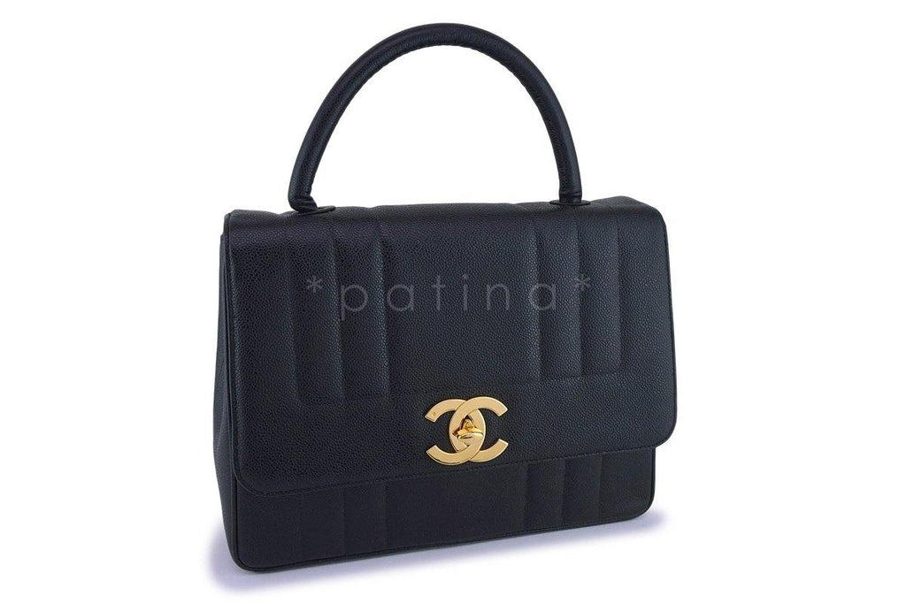 Chanel Vintage Black Caviar Jumbo Kelly Flap Bag 24k GHW