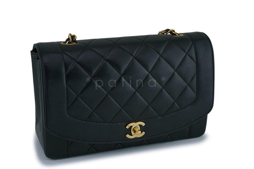 Chanel Vintage Black Medium Classic Diana Flap Bag 24k GHW