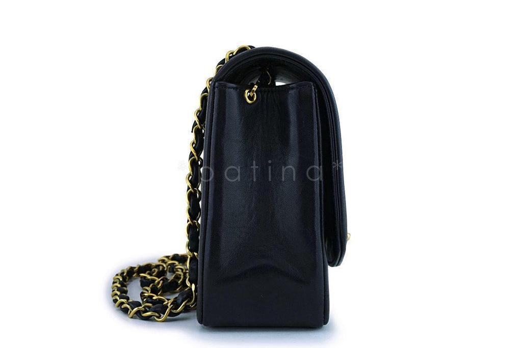 Chanel Black Vintage Lambskin Diana Medium Classic Flap Bag 24k GHW