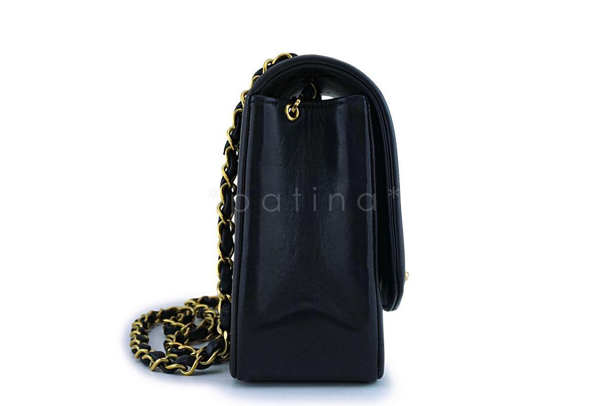 Chanel Black Vintage Lambskin Diana Medium Classic Flap Bag 24k GHW