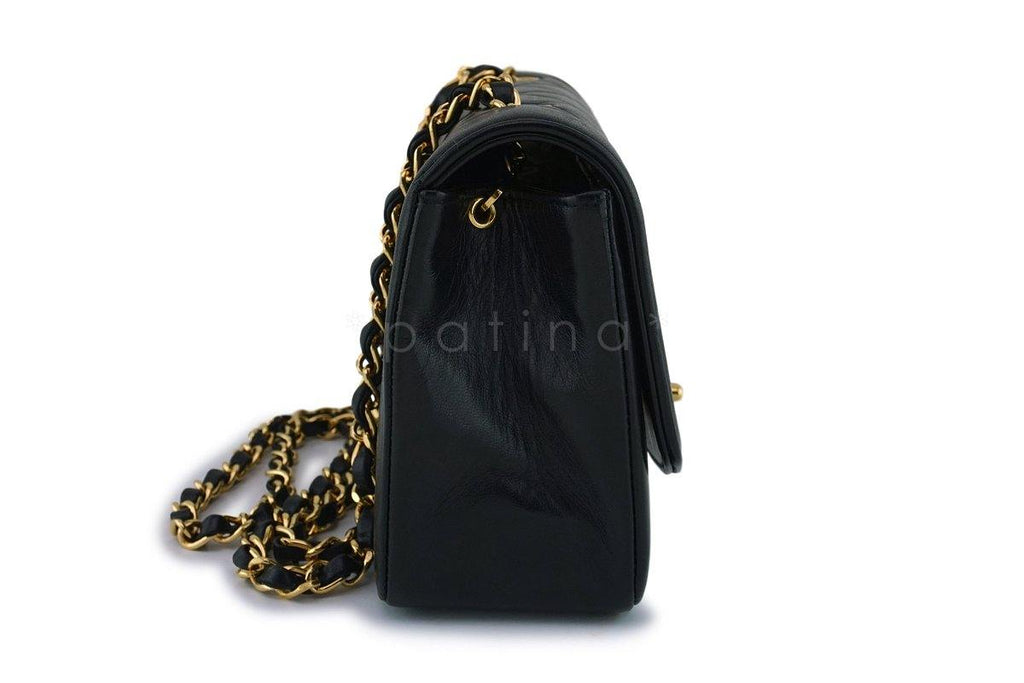 Chanel Vintage Black Lambskin Small Diana Flap Bag 24k GHW