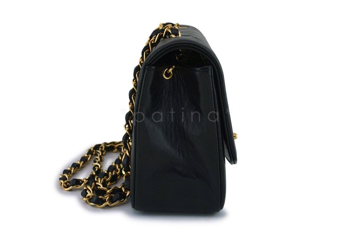 Chanel Vintage Black Lambskin Small Diana Flap Bag 24k GHW