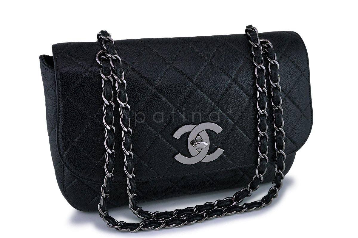 *rare* Chanel Vintage Black Caviar Jumbo Flap Bag RHW