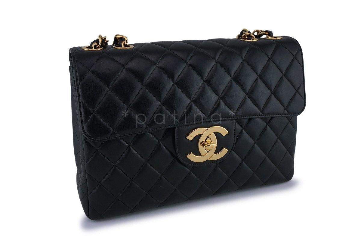 *rare* Chanel Black Vintage Jumbo Classic Flap Bag 24k GHW
