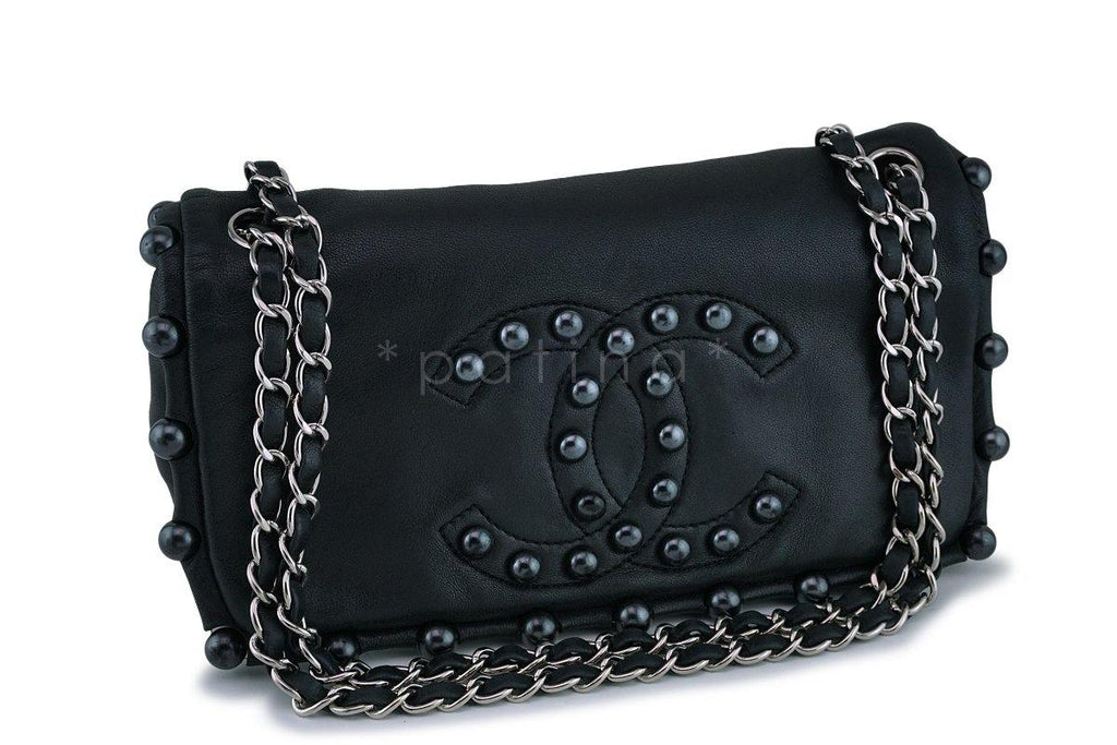 Chanel Pearl Obsession Black Jeweled Flap Bag SHW