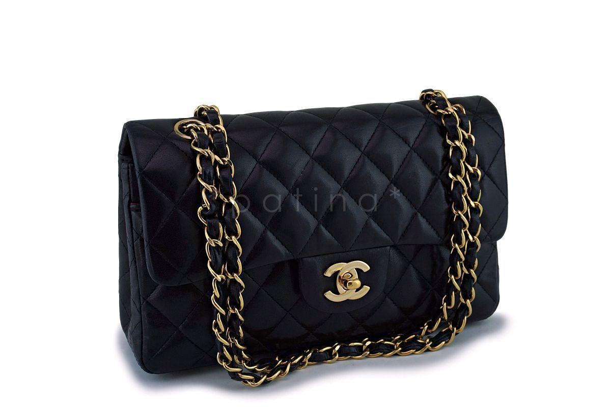 Chanel Black Small Lambskin Classic Double Flap Bag 24k GHW