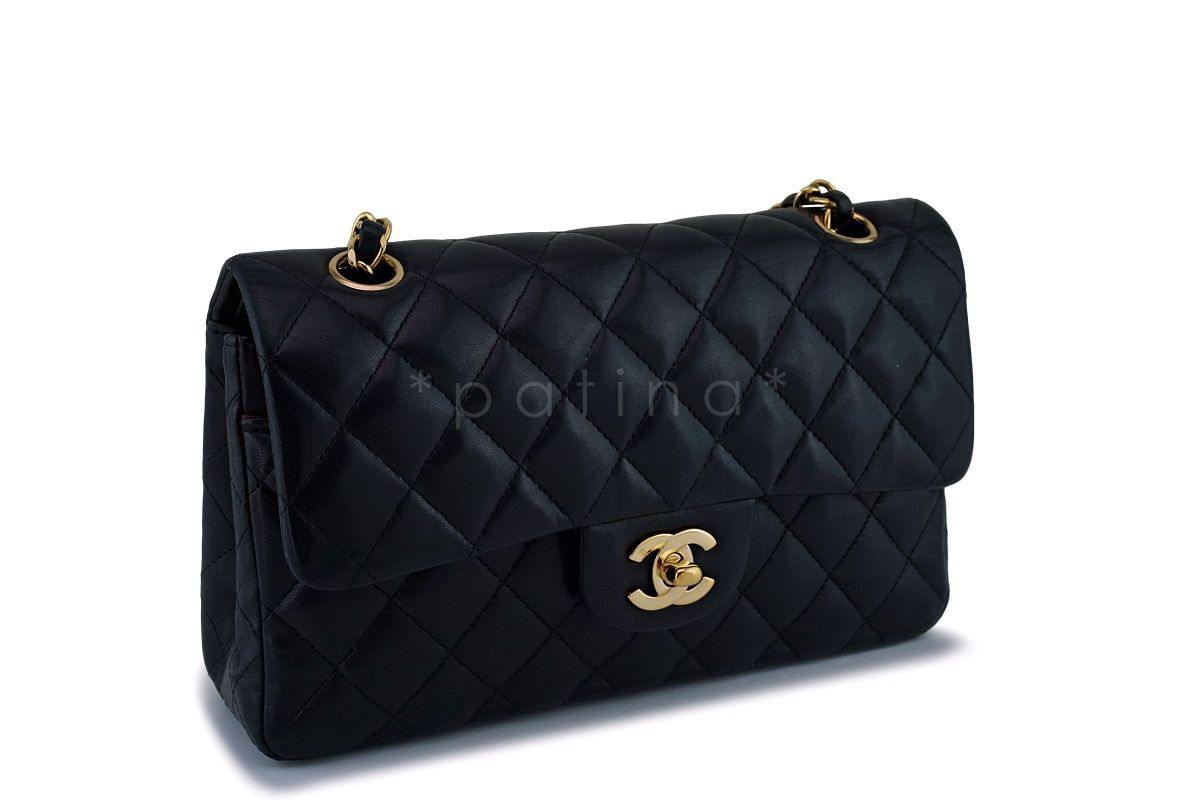Chanel Black Small Lambskin Classic Double Flap Bag 24k GHW