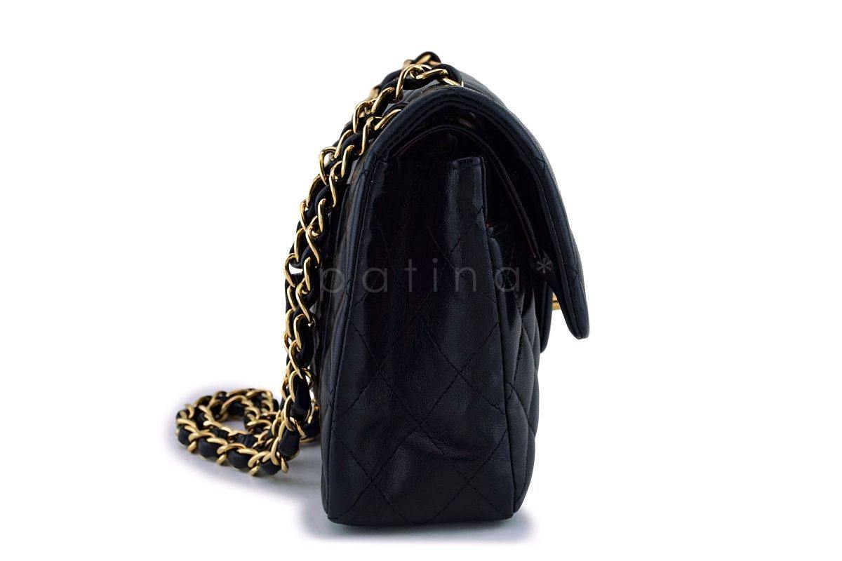 Chanel Black Small Lambskin Classic Double Flap Bag 24k GHW