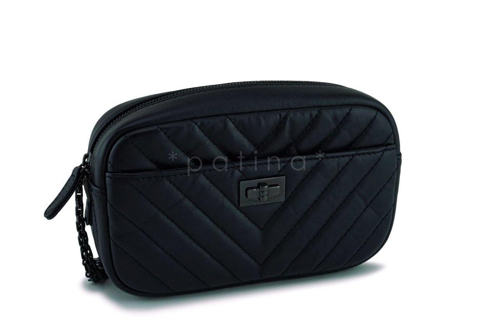 2018 Chanel So Black Chevron Reissue Camera Case Bag