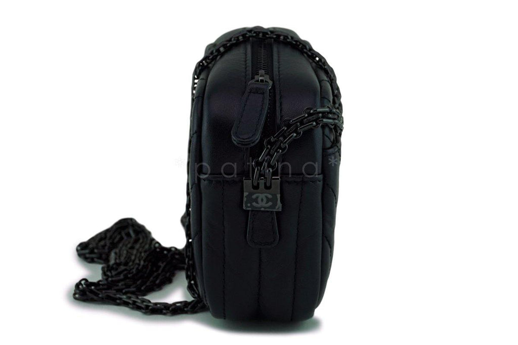 2018 Chanel So Black Chevron Reissue Camera Case Bag