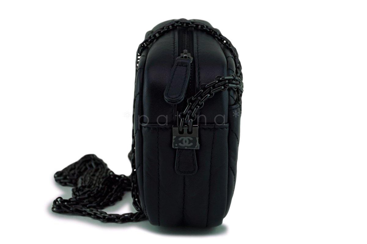 2018 Chanel So Black Chevron Reissue Camera Case Bag