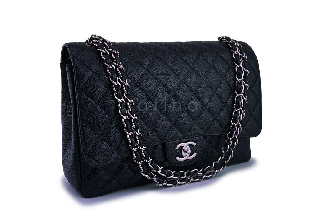 Chanel Black Caviar Maxi "Jumbo XL" Classic Double Flap Bag SHW