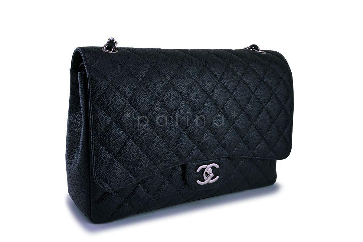 Chanel Black Caviar Maxi "Jumbo XL" Classic Double Flap Bag SHW