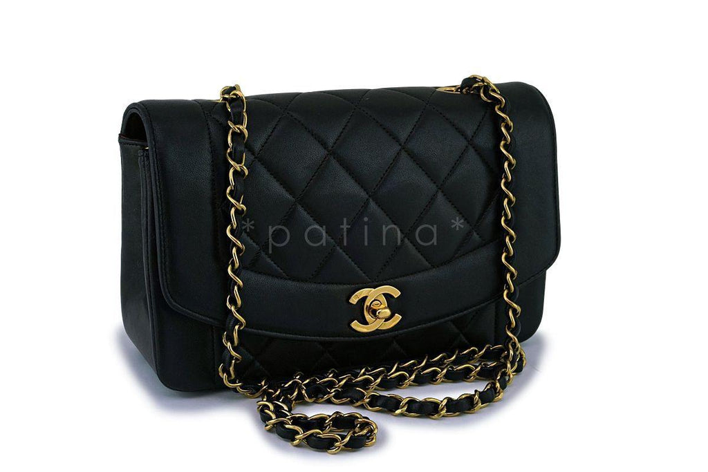 Chanel Black Lambskin Classic Small Diana Flap Bag 24k GHW