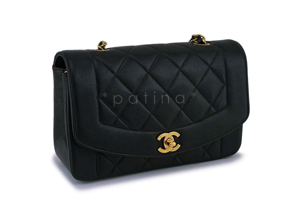 Chanel Black Lambskin Classic Small Diana Flap Bag 24k GHW