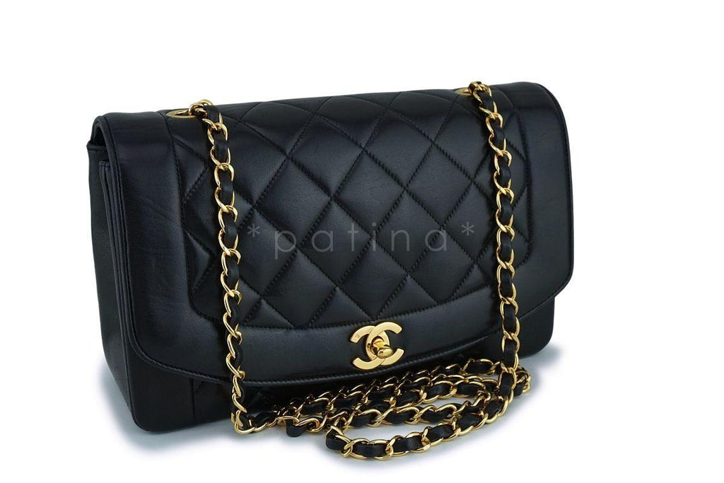 Chanel Black Lambskin Vintage Lambskin Diana Medium Classic Flap Bag 24k GHW
