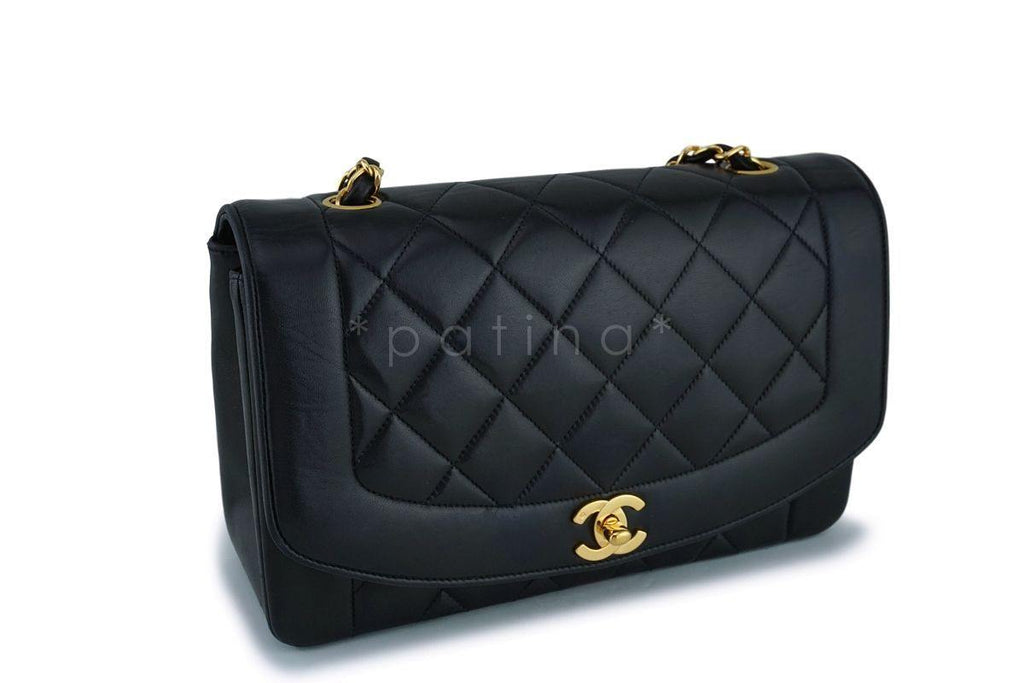 Chanel Black Lambskin Vintage Lambskin Diana Medium Classic Flap Bag 24k GHW
