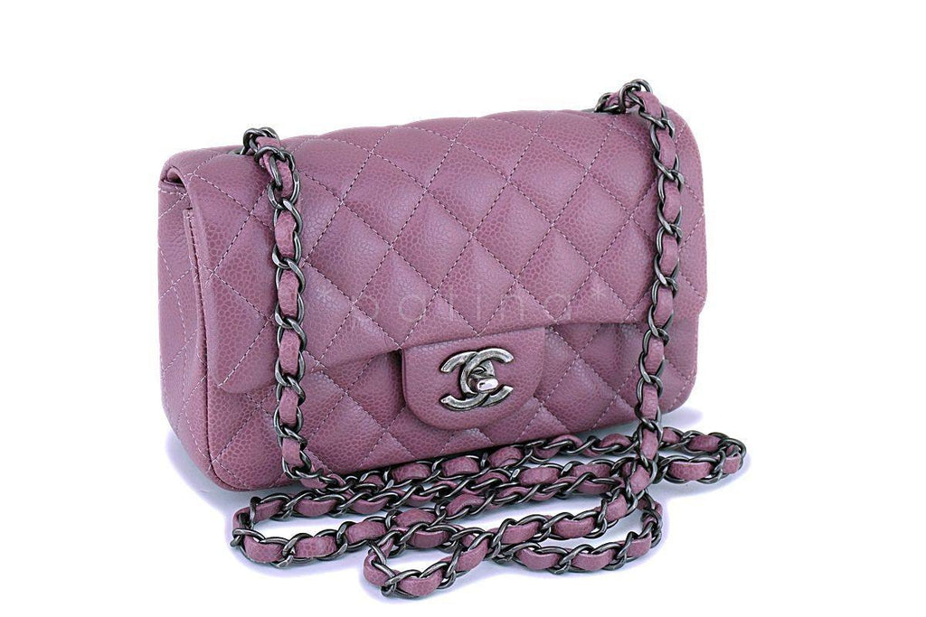 15B Chanel Mauve Pink-Violet Caviar Rectangular Mini Classic Flap Bag RHW