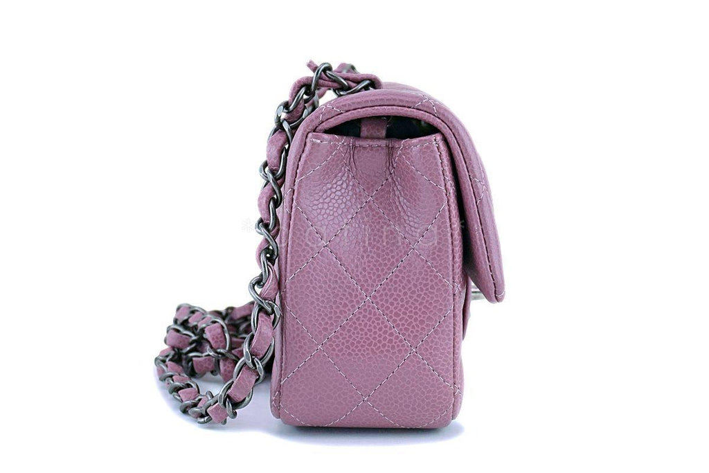 15B Chanel Mauve Pink-Violet Caviar Rectangular Mini Classic Flap Bag RHW