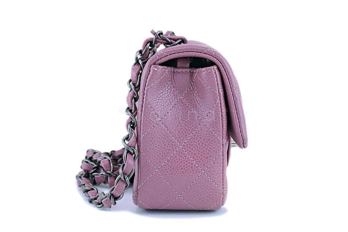 15B Chanel Mauve Pink-Violet Caviar Rectangular Mini Classic Flap Bag RHW