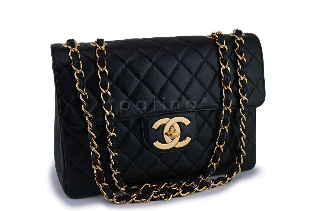 *rare* Chanel Vintage Black Jumbo Classic Flap Bag 24k GHW