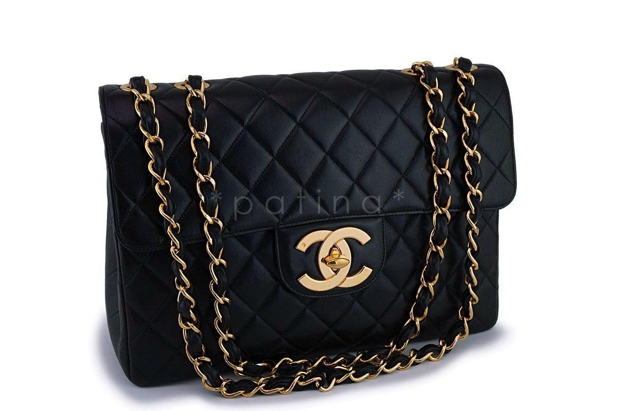 *rare* Chanel Vintage Black Jumbo Classic Flap Bag 24k GHW