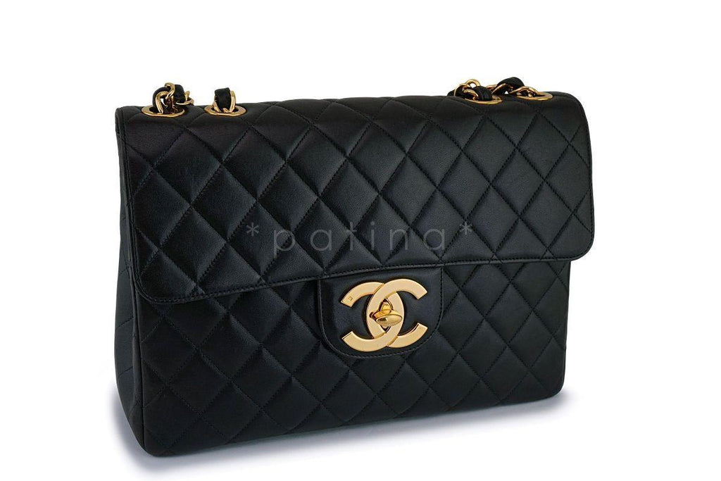 *rare* Chanel Vintage Black Jumbo Classic Flap Bag 24k GHW
