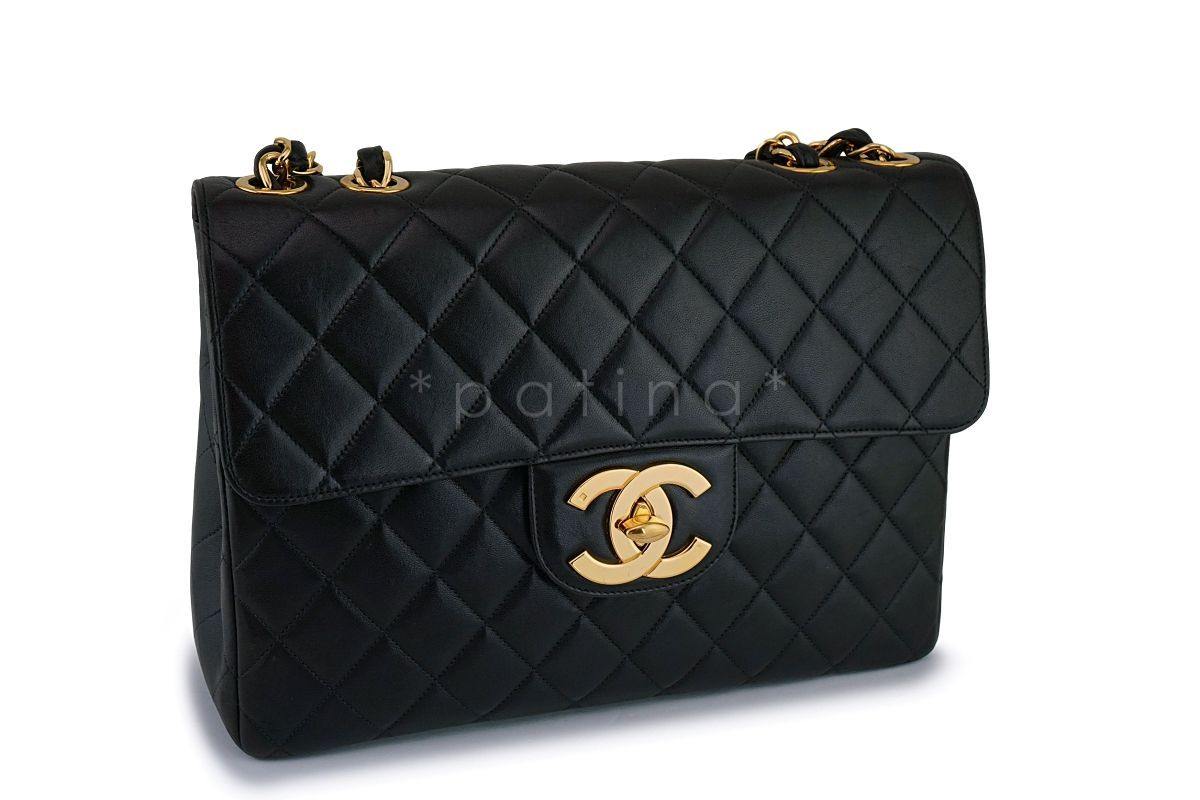 *rare* Chanel Vintage Black Jumbo Classic Flap Bag 24k GHW