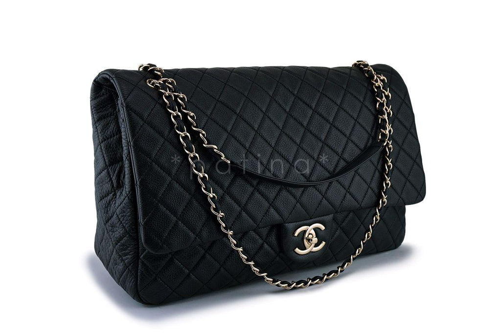 17S Chanel Black Ltd Airlines Runway Travel XXL Classic Flap Bag GHW