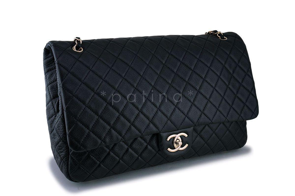 17S Chanel Black Ltd Airlines Runway Travel XXL Classic Flap Bag GHW