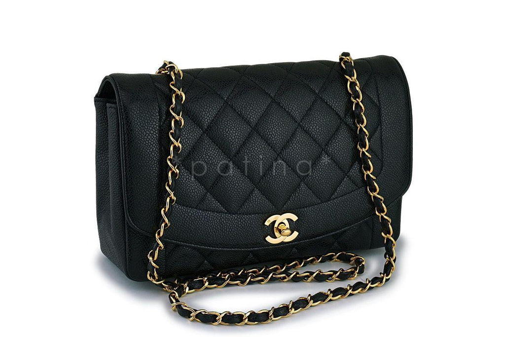Rare Chanel Black Caviar Diana Medium Classic Shoulder Flap Bag 24k GHW
