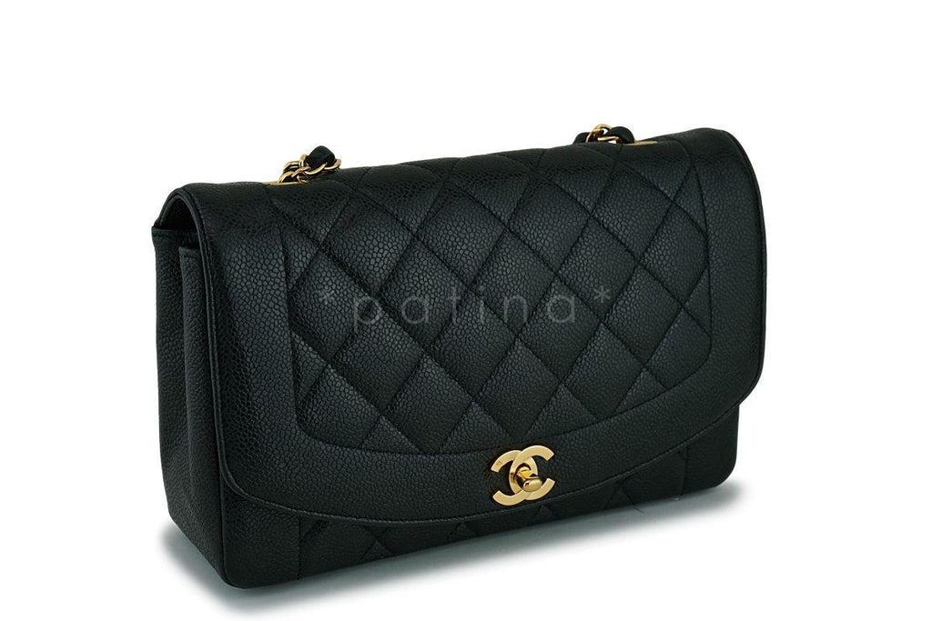 Rare Chanel Black Caviar Diana Medium Classic Shoulder Flap Bag 24k GHW
