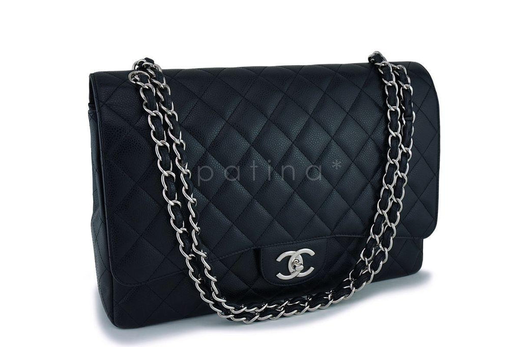 Chanel Black Caviar Maxi "Jumbo XL" Classic Double Flap Bag SHW