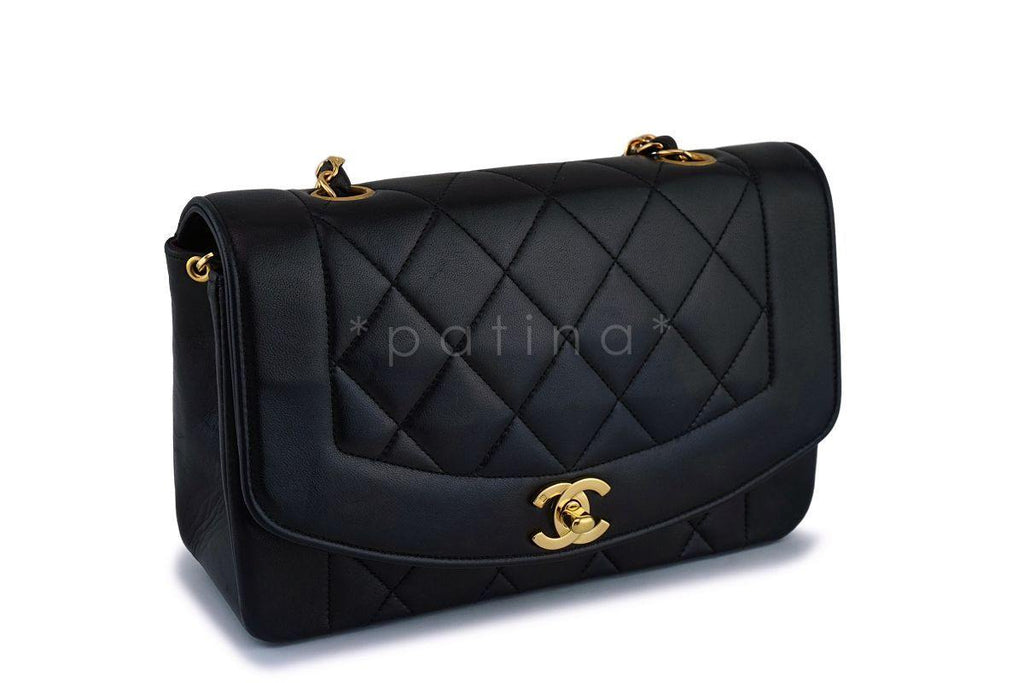 Chanel Vintage Black Small Lambskin Classic Diana Flap Bag 24k GHW