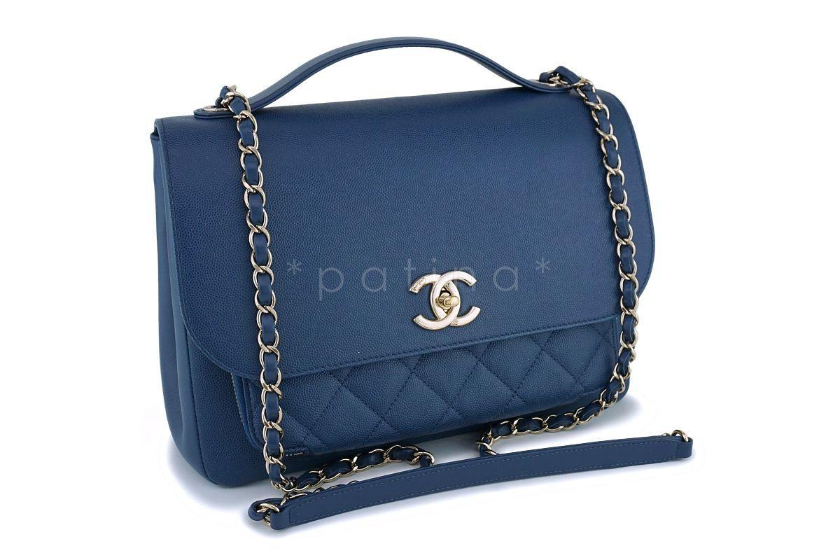 Chanel Blue Caviar Classic Business Affinity Flap Crossbody Bag