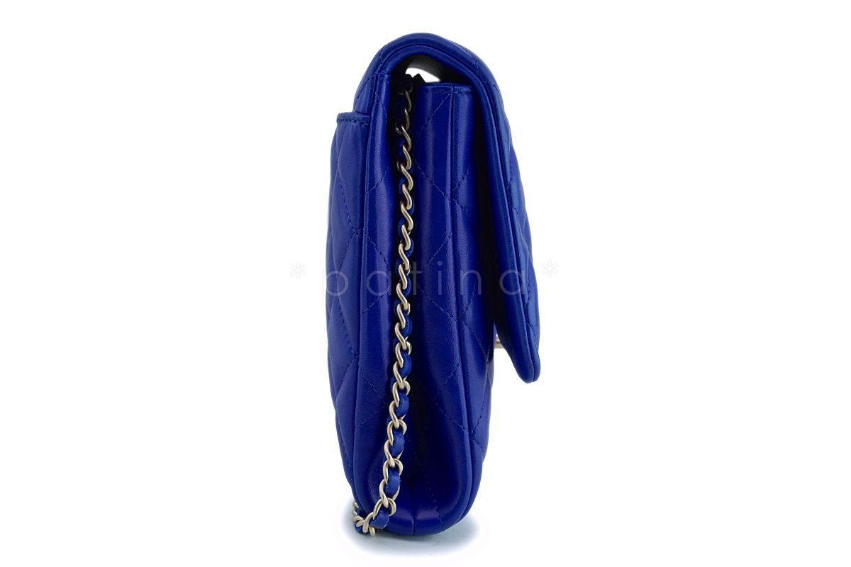Chanel Electric Blue Roi Quilted Classic Clutch with Chain Flap Bag GHW