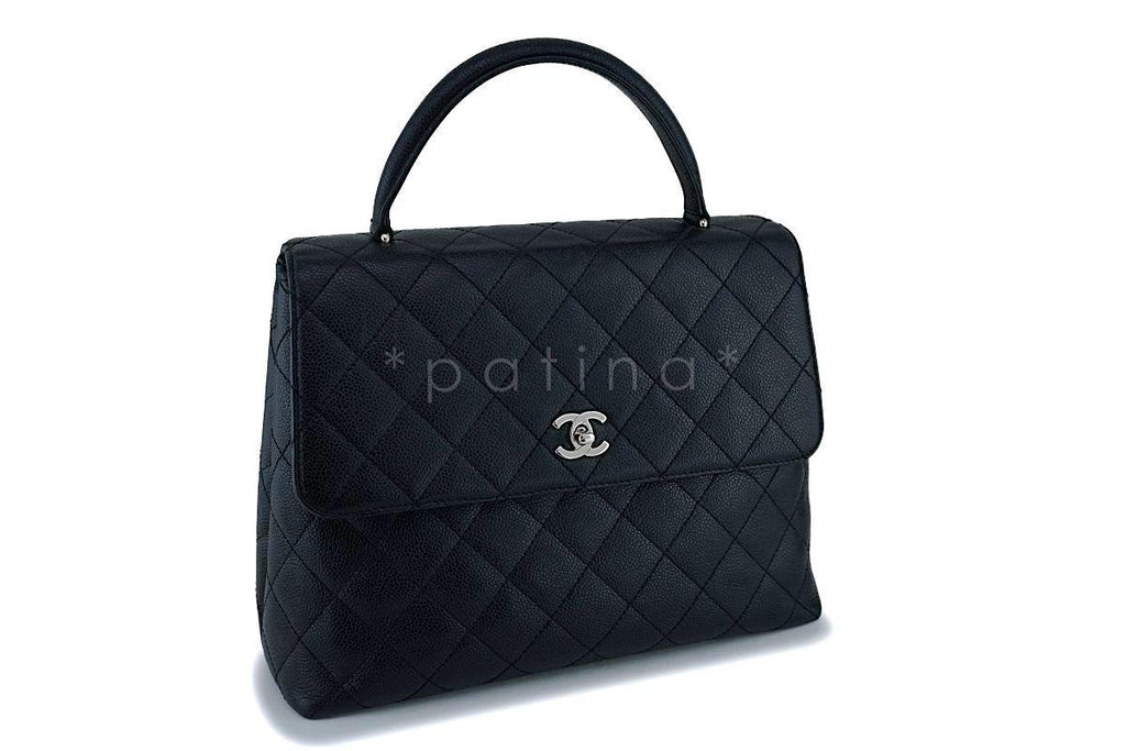 Chanel Black Caviar Classic Kelly Handheld Flap Tote Bag SHW