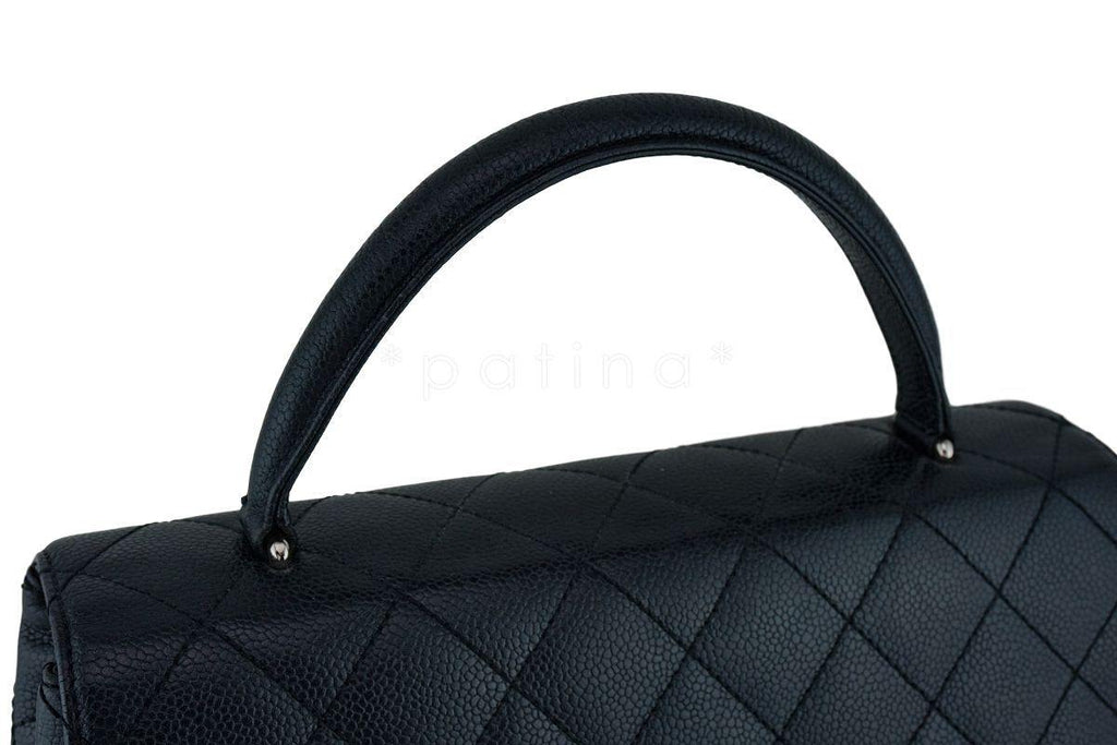 Chanel Black Caviar Classic Kelly Handheld Flap Tote Bag SHW