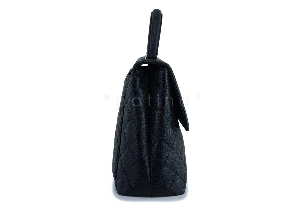 Chanel Black Caviar Classic Kelly Handheld Flap Tote Bag SHW