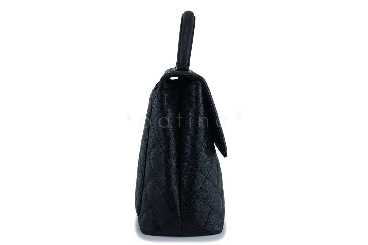 Chanel Black Caviar Classic Kelly Handheld Flap Tote Bag SHW