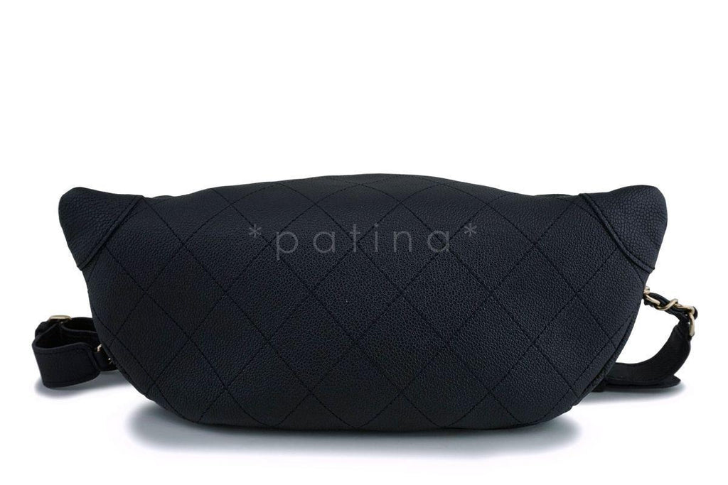 17P Chanel Black Soft Caviar Fanny Pack Belt Bag GHW 7GN