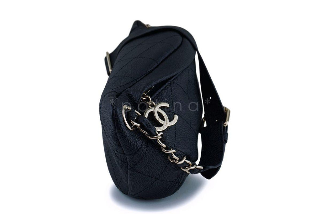 17P Chanel Black Soft Caviar Fanny Pack Belt Bag GHW 7GN